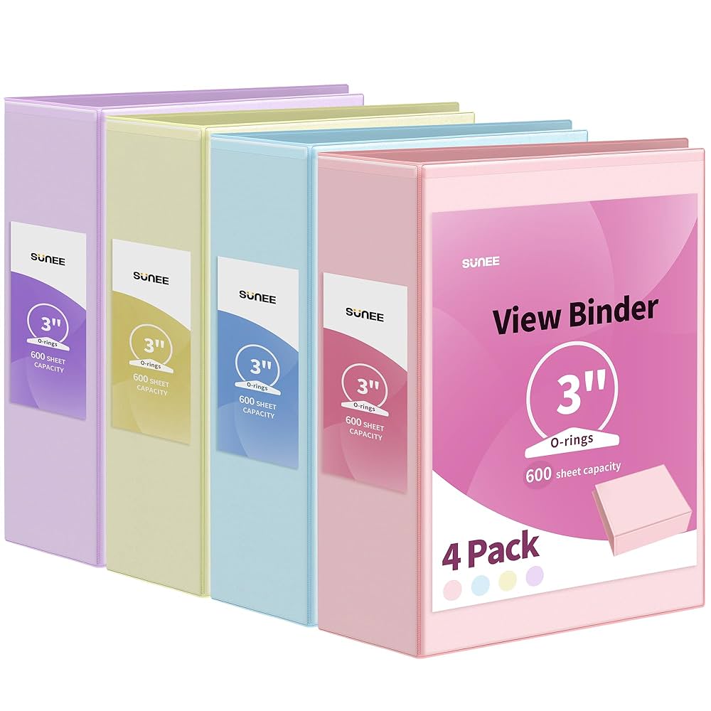 Amazon.com : SUNEE 3 Ring Binder 3 Inch 4 Pack, 3